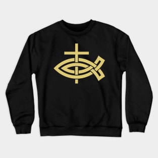 Christian cross and fish sign Crewneck Sweatshirt